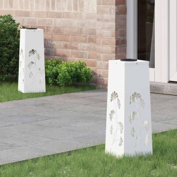 ARDEBO.de - Solar LED Weg Licht 2 pcs Weiß Kalt gewalzter Stahl