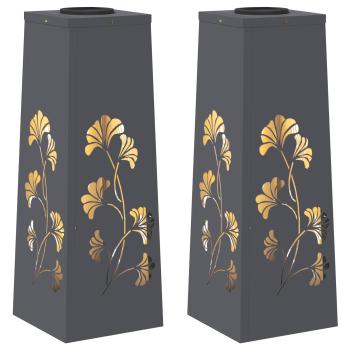 Solar LED Weg Licht 2 pcs Anthrazit Kalt gewalzter Stahl