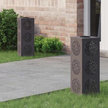 ARDEBO.de - Solar LED Weg Licht 2 pcs Schwarz Kalt gewalzter Stahl