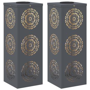 Solar LED Weg Licht 2 pcs Anthrazit Kalt gewalzter Stahl