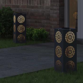 Solar LED Weg Licht 2 pcs Anthrazit Kalt gewalzter Stahl