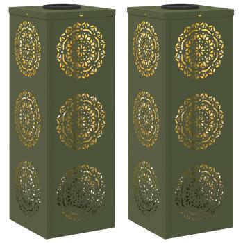 Solar LED Weg Licht 2 pcs Olive Grün Kalt gewalzter Stahl