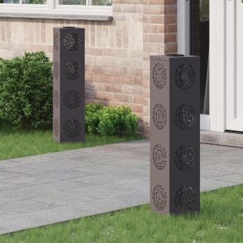 ARDEBO.de - Solar LED Weg Licht 2 pcs Schwarz Kalt gewalzter Stahl