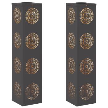 Solar LED Weg Licht 2 pcs Schwarz Kalt gewalzter Stahl