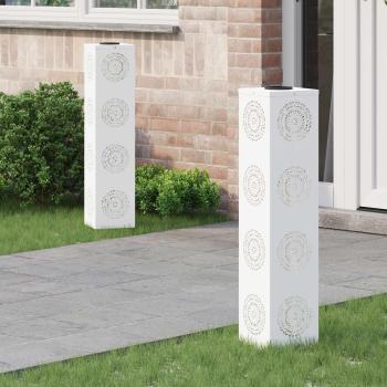 ARDEBO.de - Solar LED Weg Licht 2 pcs Weiß Kalt gewalzter Stahl