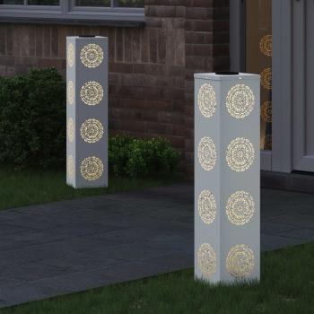 Solar LED Weg Licht 2 pcs Weiß Kalt gewalzter Stahl