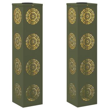 Solar LED Weg Licht 2 pcs Olive Grün Kalt gewalzter Stahl