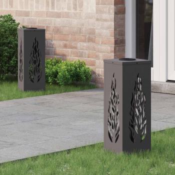 ARDEBO.de - Solar LED Weg Licht 2 pcs Schwarz Kalt gewalzter Stahl