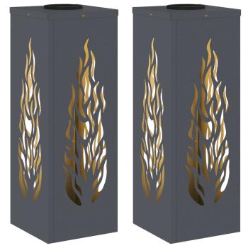 Solar LED Weg Licht 2 pcs Anthrazit Kalt gewalzter Stahl