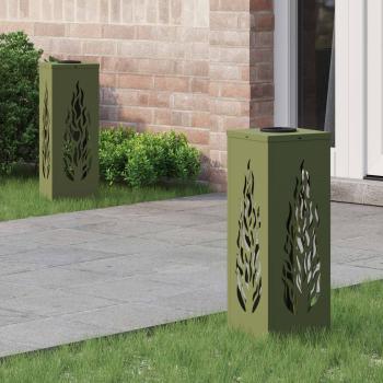 ARDEBO.de - Solar LED Weg Licht 2 pcs Olive Grün Kalt gewalzter Stahl