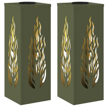 Solar LED Weg Licht 2 pcs Olive Grün Kalt gewalzter Stahl