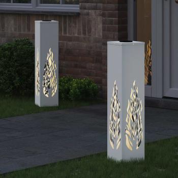Solar LED Weg Licht 2 pcs Weiß Kalt gewalzter Stahl
