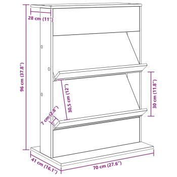 Magazinregal mit Regal Weiß 70 x 41 x 96 cm Holzwerkstoff