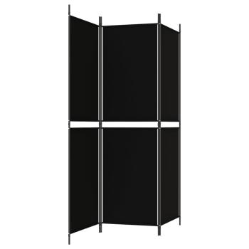 3-tlg. Paravent Schwarz 150x180 cm Stoff