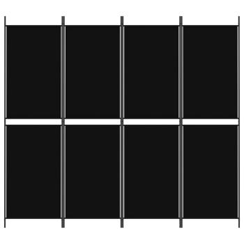 4-tlg. Paravent Schwarz 200x180 cm Stoff