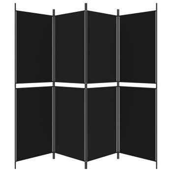 4-tlg. Paravent Schwarz 200x180 cm Stoff