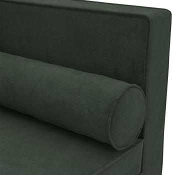Chaiselongue mit Kissen und Nackenrolle Dunkelgrün Samt
