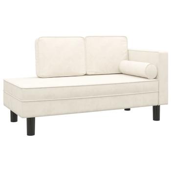 Chaiselongue mit Kissen und Nackenrolle Creme Samt