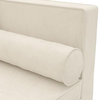 Chaiselongue mit Kissen und Nackenrolle Creme Samt