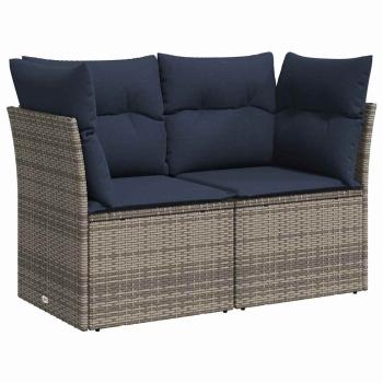 | Gartensofa | mit Kissen Grau 124 x 62 x 69cm Poly-Rattan