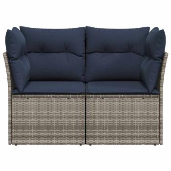| Gartensofa | mit Kissen Grau 124 x 62 x 69cm Poly-Rattan