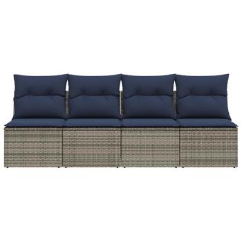 | Gartensofa | mit Kissen Grau 220 x 62 x 69cm Poly-Rattan