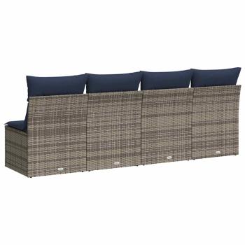 | Gartensofa | mit Kissen Grau 220 x 62 x 69cm Poly-Rattan