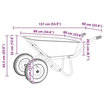 Schubkarre Silber und Schwarz 137 x 60 x 65,5 cm Stahl
