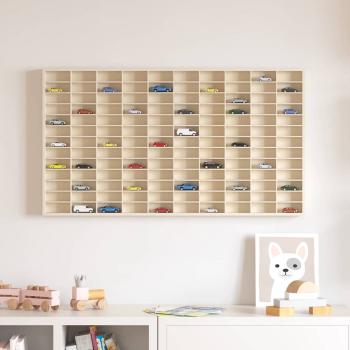 ARDEBO.de - Wanddisplay-Case mit Regal Beige 98 x 4,5 x 55 cm Holzwerkstoff