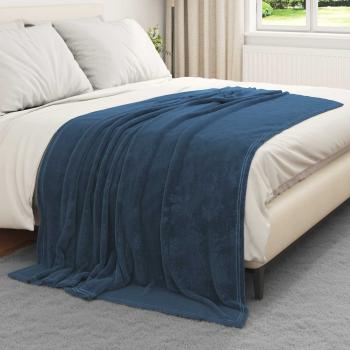ARDEBO.de - Überwurfdecke Marineblau 150 x 200 cm Fleece