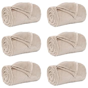 Wohndecken 6 Stück Beige 150 x 200 cm Fleece