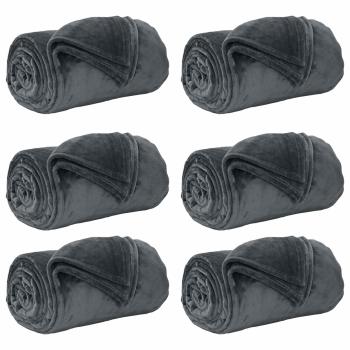 Wohndecken 6 Stück Dunkelgrau 240 x 270 cm Fleece