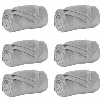 Wohndecken 6 Stk. Grau 130 x 150 cm 3.04 Fleece