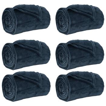 Wohndecken 6 stk. Marineblau 240 x 220 cm 8,24 kg Fleece
