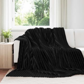 ARDEBO.de - Wohndecken 6 Stück Schwarz 240 x 220 cm Fleece