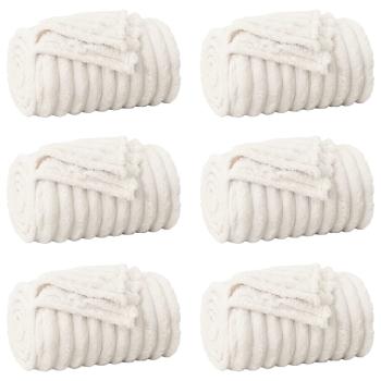 Wohndecken 6 Stück Creme 150 x 130 cm Fleece