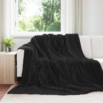 ARDEBO.de - Überwurfdecke Schwarz 240 x 220 cm Fleece