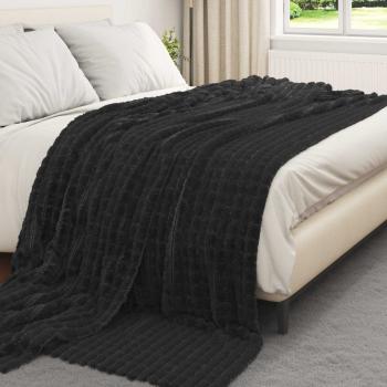 ARDEBO.de - Überwurfdecke Schwarz 270 x 240 cm Fleece