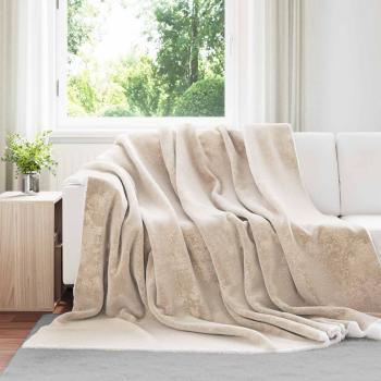 ARDEBO.de - Überwurfdecke Beige 220 x 240 cm Fleece