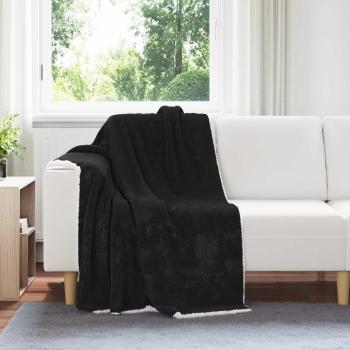 ARDEBO.de - Überwurfdecke Schwarz 130 x 150 cm Fleece