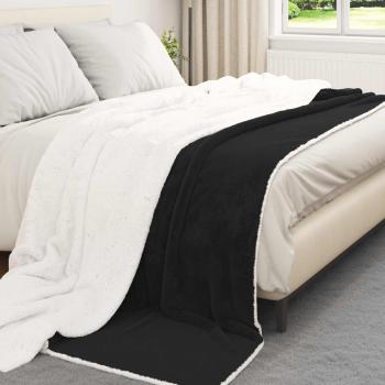 Überwurfdecke Schwarz 220 x 240 cm 2.67 Fleece
