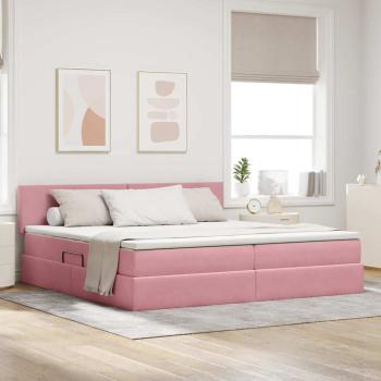 ARDEBO.de - LED-Speicherbett mit Matratze Rosa 200 x 200 cm Samt