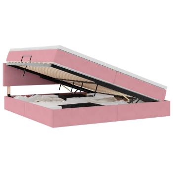 LED-Speicherbett mit Matratze Rosa 200 x 200 cm Samt