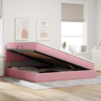 LED-Speicherbett mit Matratze Rosa 200 x 200 cm Samt