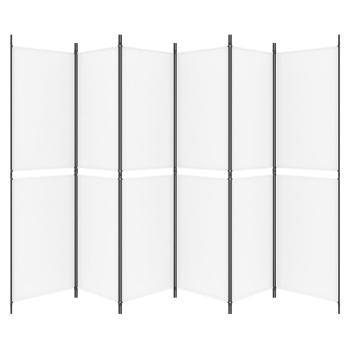 6-tlg. Paravent Weiß 300x200 cm Stoff