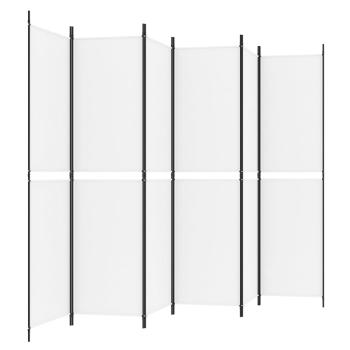 6-tlg. Paravent Weiß 300x200 cm Stoff