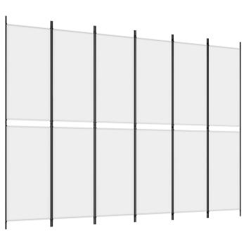 6-tlg. Paravent Weiß 300x220 cm Stoff