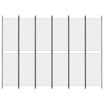6-tlg. Paravent Weiß 300x220 cm Stoff
