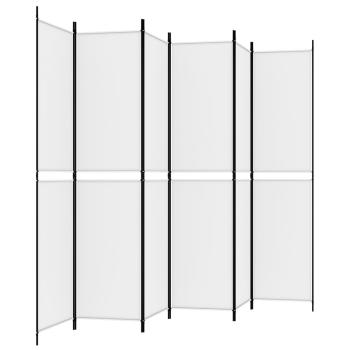6-tlg. Paravent Weiß 300x220 cm Stoff