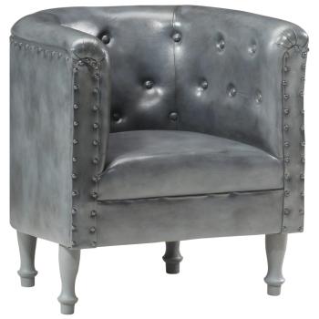 Sessel Grau Echtleder